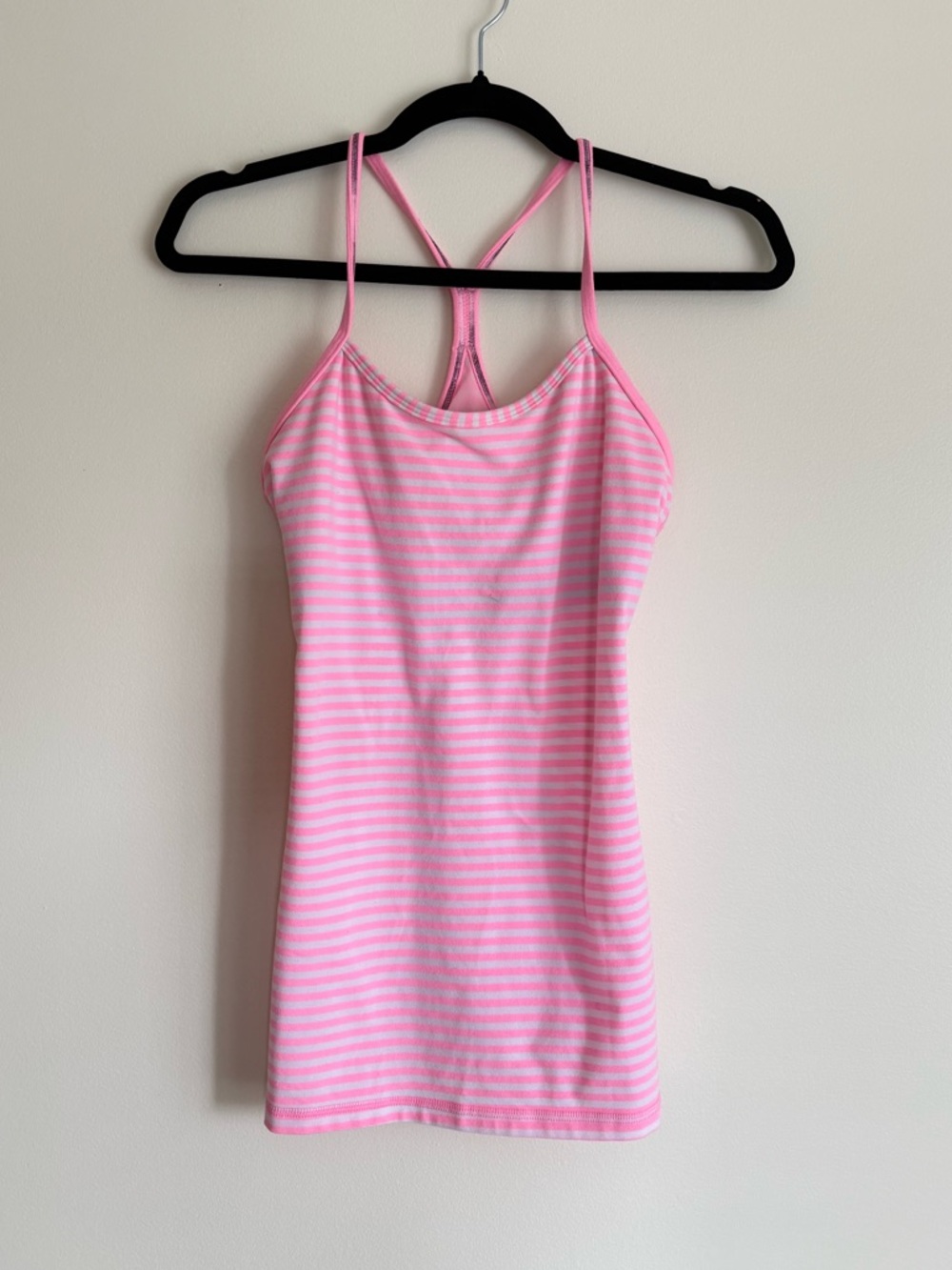 Lululemon Pink Stripe Power Y Tank